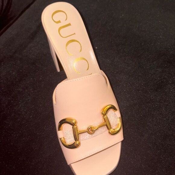Brand new with box Gucci Pink and Gold Mules with Iconic Horsebit size 10.5 - Picture 3 of 7